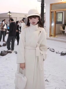 双面羊绒大衣女外套秋冬款2023年新款东大门长款灰色羊毛呢子大衣