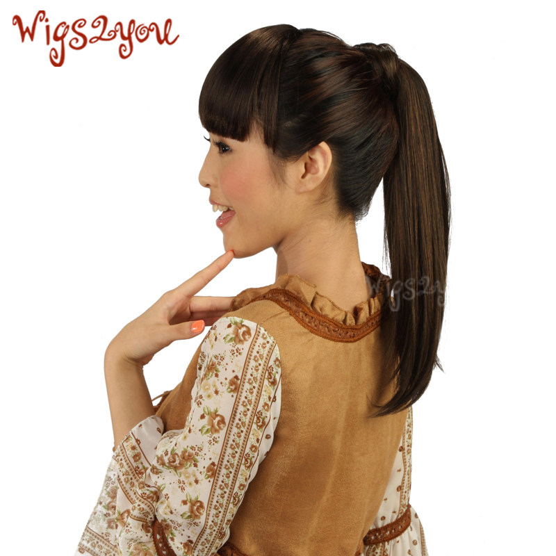 Wigs2you假发 包邮捆绑式直发马尾 清纯爪夹式中长发假 马尾发饰