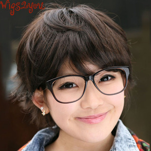 微卷齐刘海蓬松高温丝bobo头直发时尚 包邮 假发短发女 甜美可爱 女