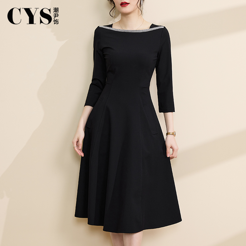 潮尹饰赫本风小黑裙高级感连衣裙