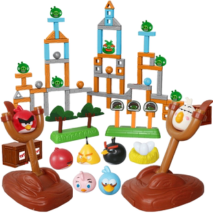 荣达丰愤怒的小鸟儿童积木拼装摆件玩偶手办3-6岁弹射套装玩具男