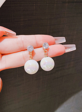 2024新款潮高级感人鱼姬珍珠耳环复古气质蝴蝶结耳钉ins网红耳饰