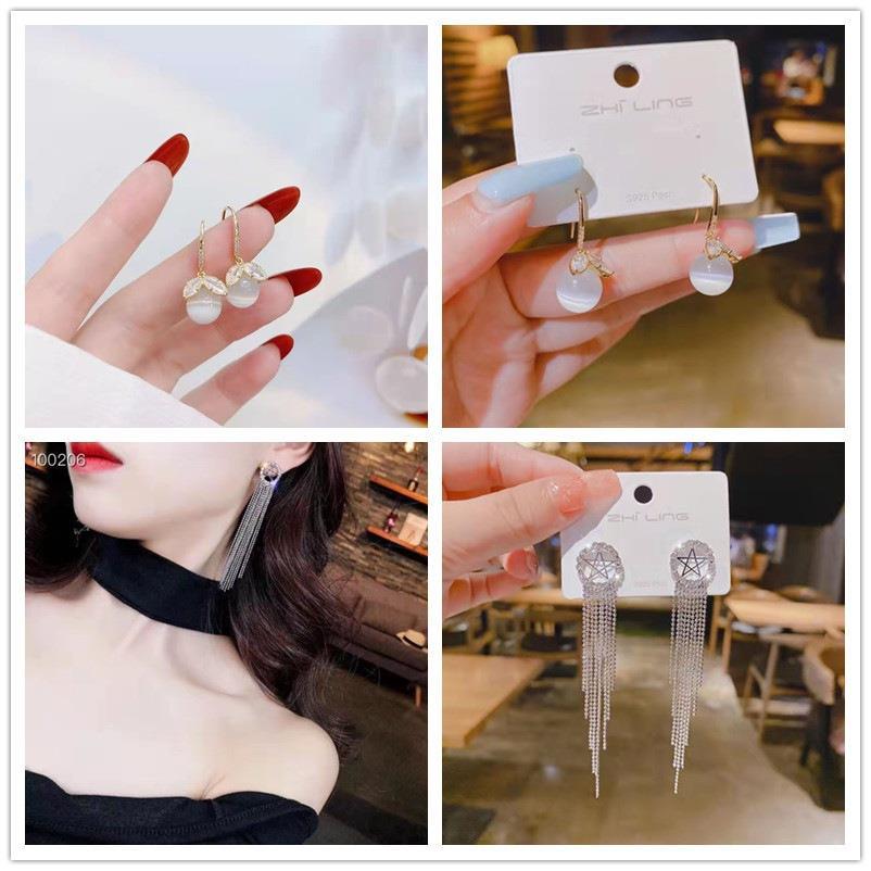 s925银针东大门猫石耳环女小巧星星耳钉简约时尚设计感耳饰品