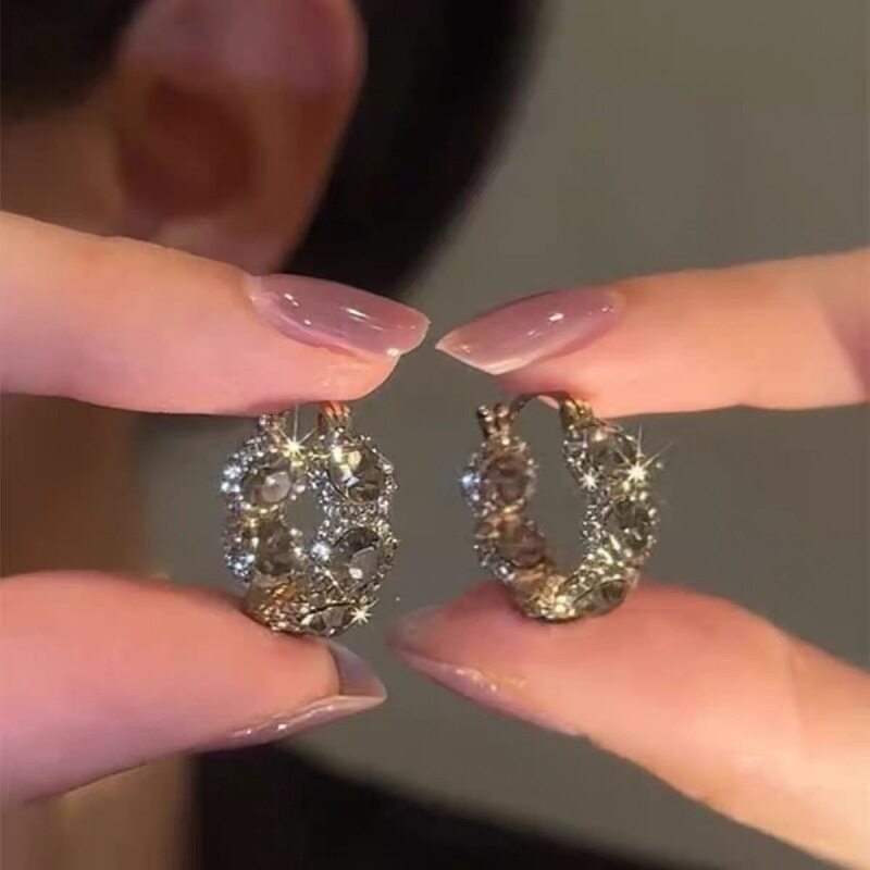 复古轻奢黑钻耳扣热卖款百搭精致满钻耳环小众设计气质高级感耳饰