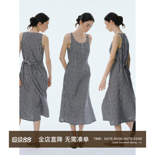 CycleDocument格纹背心连衣裙