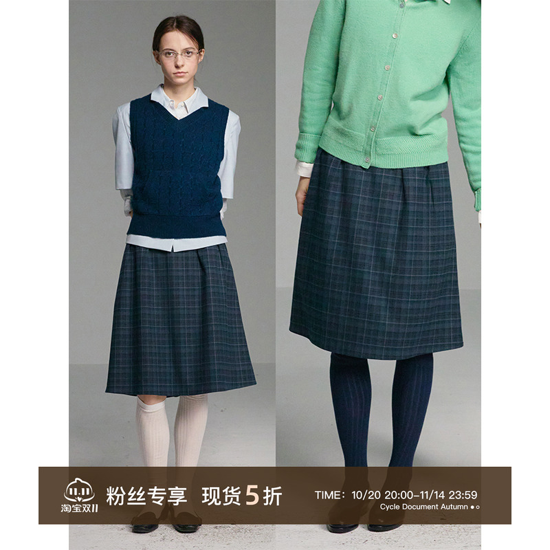 CycleDocument复古格纹半身裙