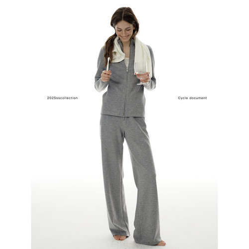 Cycle Document 懒人套装/立领修身休闲开衫卫衣阔腿针织卫裤女