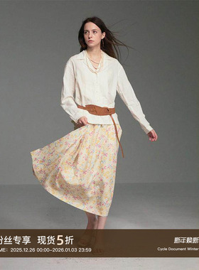 Cycle Document 棉麻混纺/复古宽松古巴领休闲长袖衬衫女亲肤透气