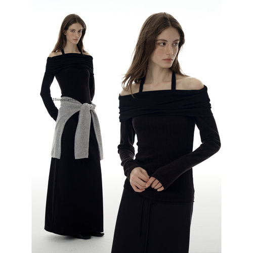 CycleDocument一字肩长袖T恤