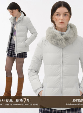 CycleDocument 【围脖款】95白鸭绒冬季毛领修身保暖羽绒服外套女