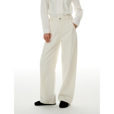 Cycle Document 白色也显瘦！中高腰宽松直筒牛仔裤女休闲百搭款