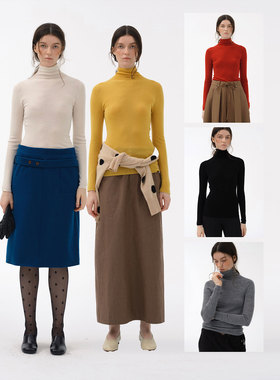 CycleDocument【可机洗/抗起球】18针60支纯羊毛高领打底针织衫女