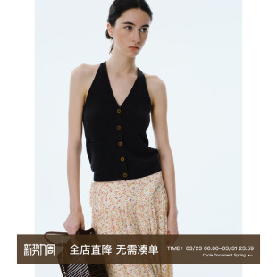 挂脖吊带背心女可外穿显瘦针织上衣 纯羊毛V领修身 Cycle Document