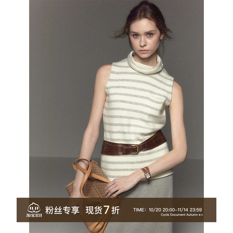 CycleDocument羊毛高领针织马甲