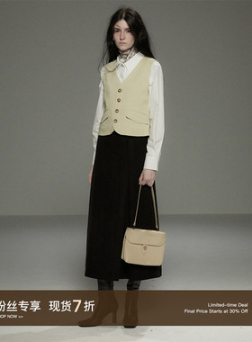 Cycle Document循环档案 复古卡其色高级感短款V领西装马甲背心女