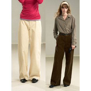 女 全棉灯芯绒休闲裤 Cycle Document复古肌理感宽松高腰基础直筒裤