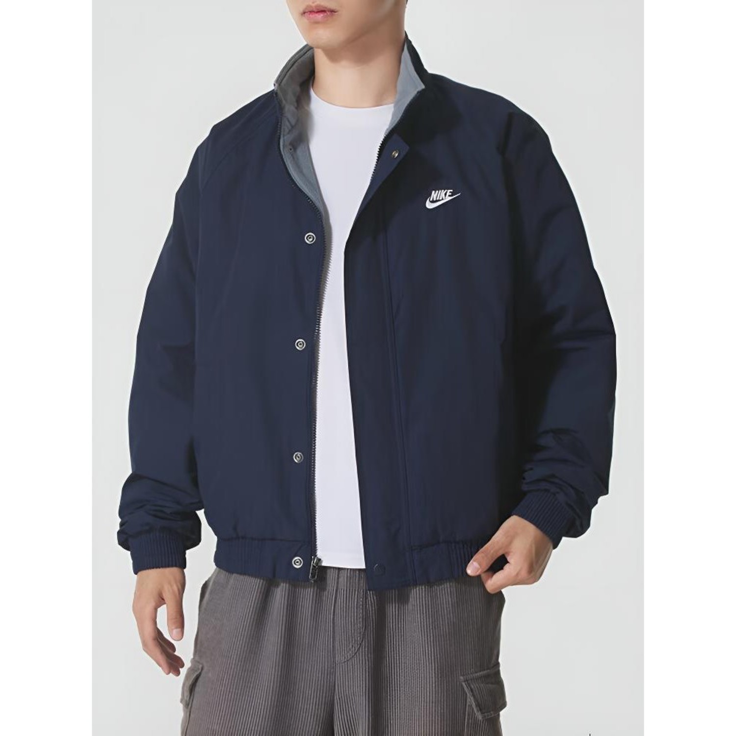 耐克NIKE男外套运动服加绒保暖立领梭织休闲夹克上衣 FZ0657-010