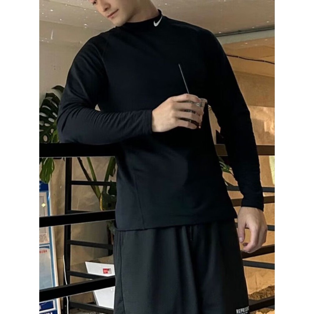 耐克NIKE长袖T恤男健身训练运动服透气休闲半高领套头衫FB8516