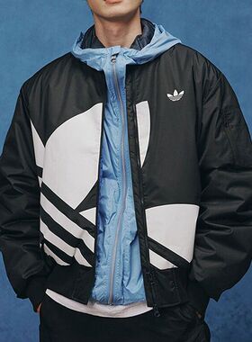 阿迪达斯三叶草正品棉服男女款保暖棒球服运动夹克外套棉衣JL8380