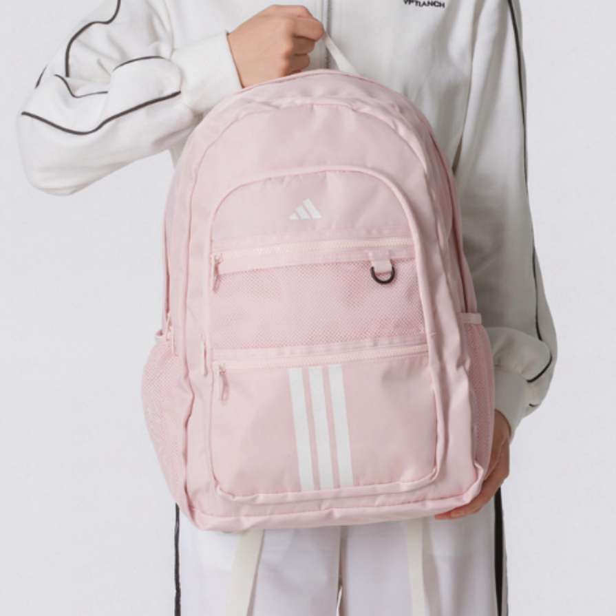 adidas/阿迪达斯男女同款多口袋运动休闲樱花粉双肩包书包KZ0001