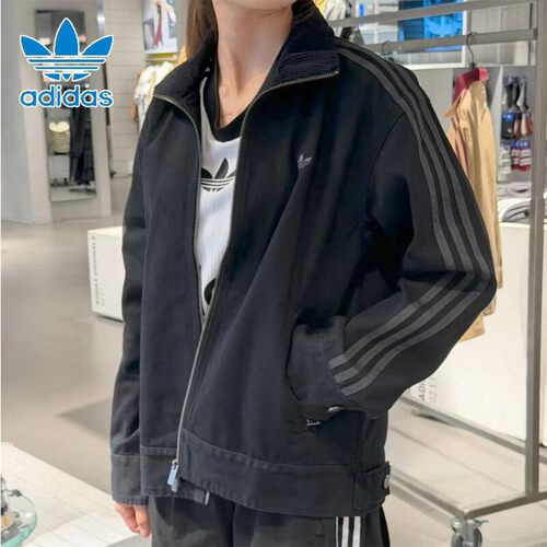 阿迪达斯三叶草开衫外套女装25冬季新款潮流休闲外套夹克KF2311