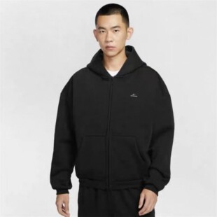 耐克NIKE黑色宽松加绒篮球连帽拉链夹克外套男款IO3690-010