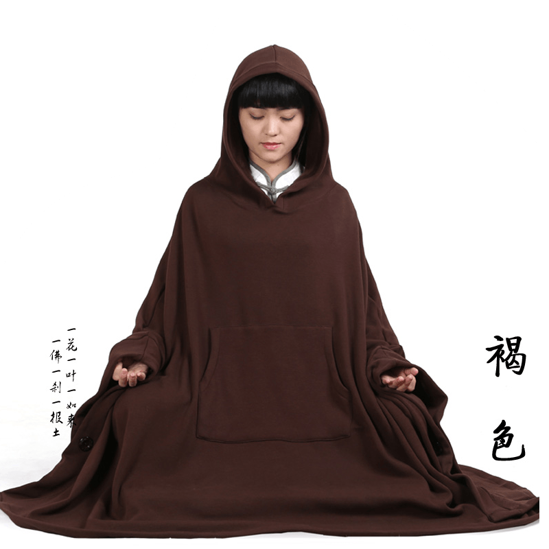 菩蓮禪修斗篷打坐披風(fēng)男女加厚精梳棉保暖打坐居士服瑜伽服禪修服