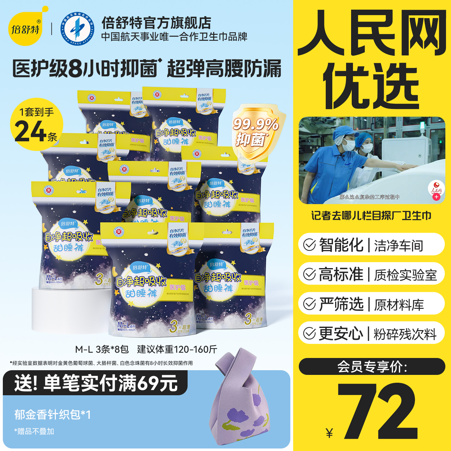 倍舒特医护级超吸收甜睡裤