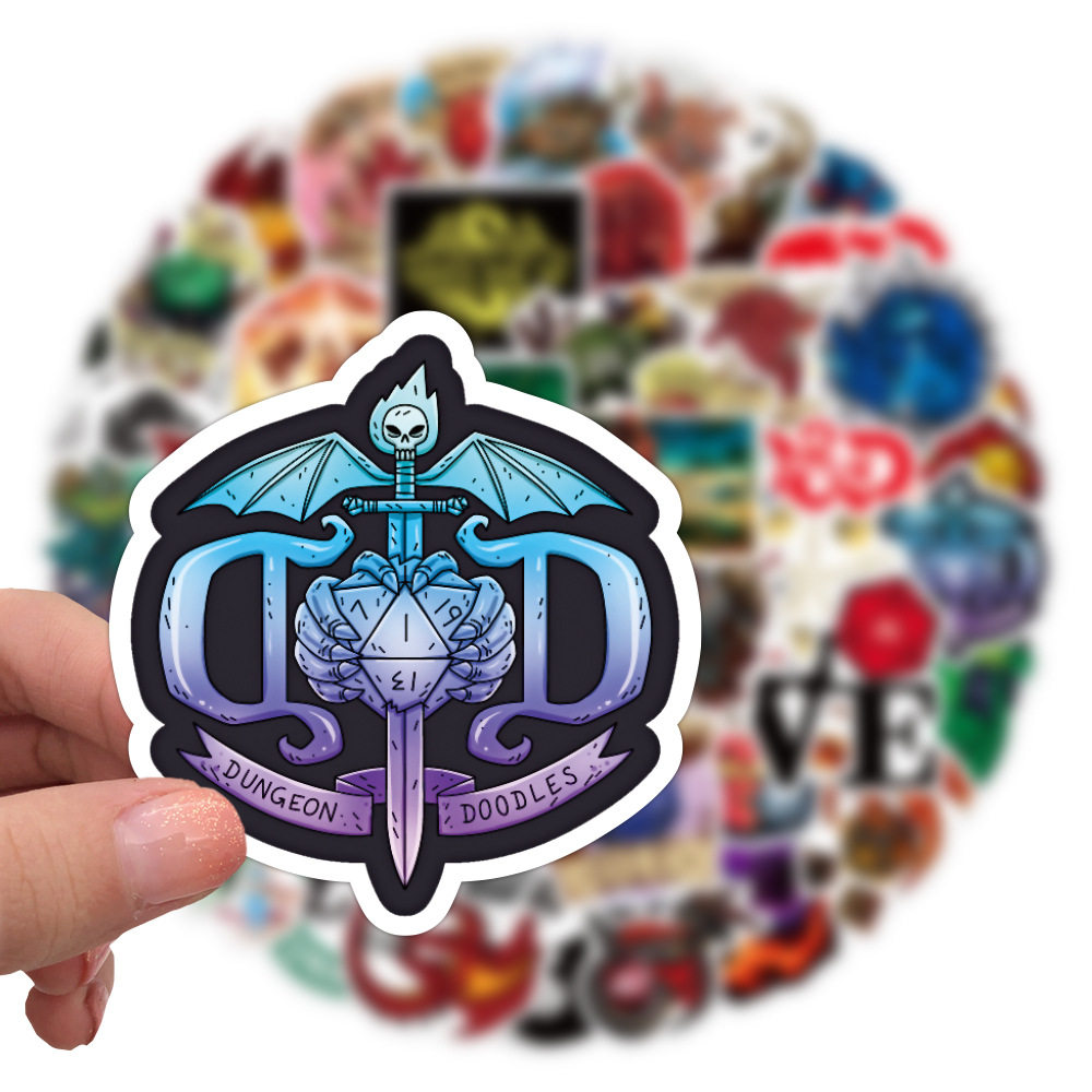 50张新款龙与地下城ol动漫游戏贴纸手机壳电脑行李箱头盔贴画防水