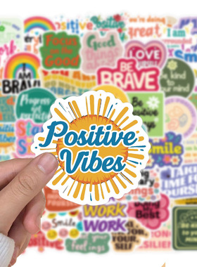 50张个性创意励志贴纸手机电脑手账贴画 Positive Affirmation