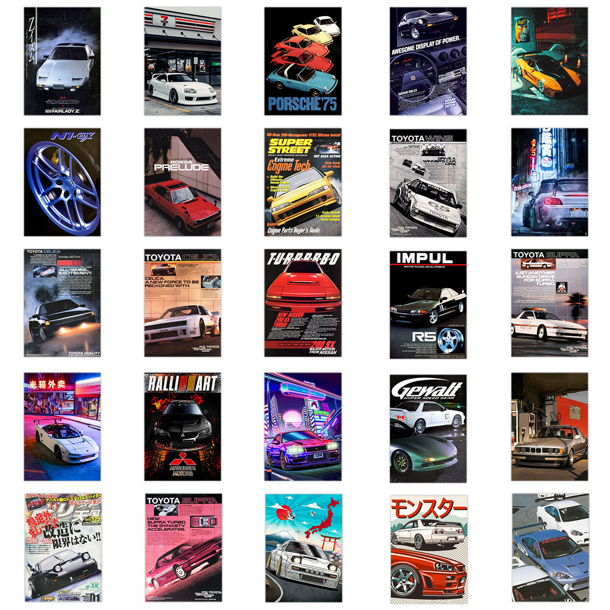 50张汽车JDM跑车改装车赛车海报贴纸行李箱摩托车笔记本电脑贴画