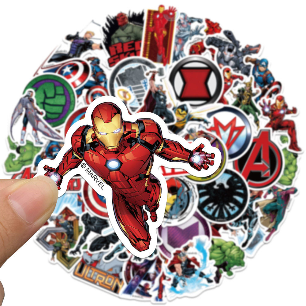 50张复仇者联盟贴纸钢铁侠行李箱电脑手机贴画 marvel Avengers