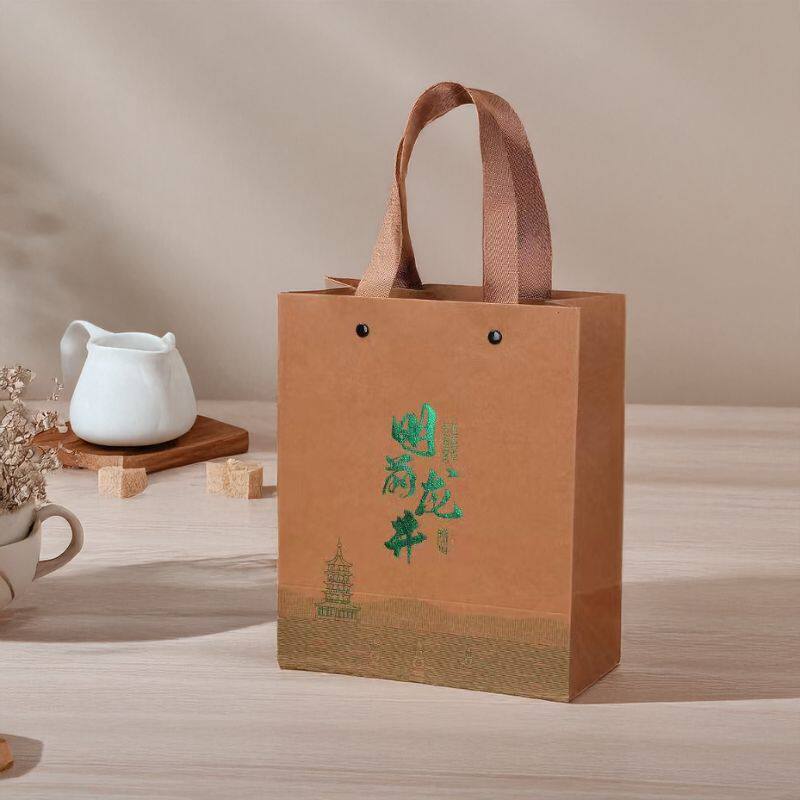 龙井茶专用手提袋通用牛皮纸袋环保袋子茶叶土方包茶礼纸袋定制