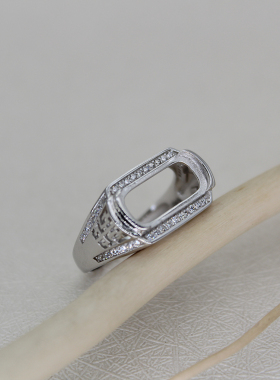 纯银男款马鞍型7*14戒指托