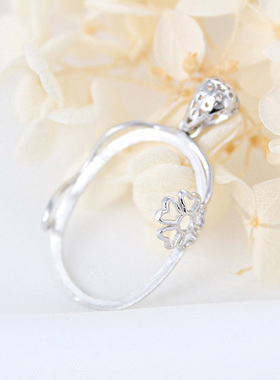 吊坠空托女纯银镶嵌蜜蜡包边925