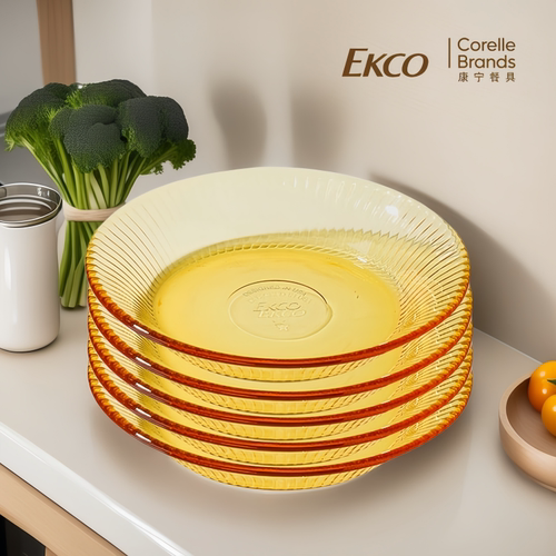 康宁玻璃盘餐具家用小盘子耐高温微波炉炒菜深盘琥珀色客厅水果盘