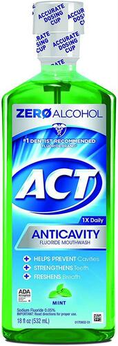 ACT Anticavity Fluoride Mouthwash, Mint, Alcohol Free, 3瓶