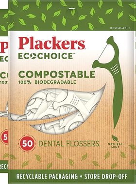 Plackers EcoChoice Compostable Dental Flossers (Pack of 6)