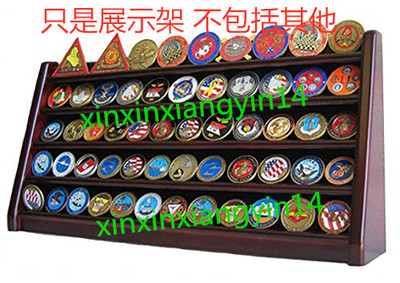 5 Rows Challenge Coin Holder Display Stand, Solid Wood, Maho