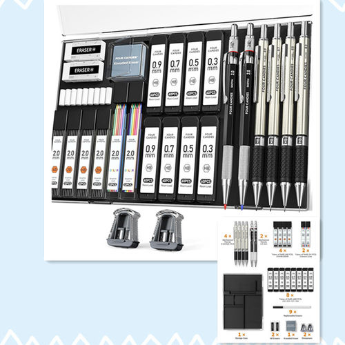Four Candies 27PCS Mechanical Pencil Set with Case, Art
