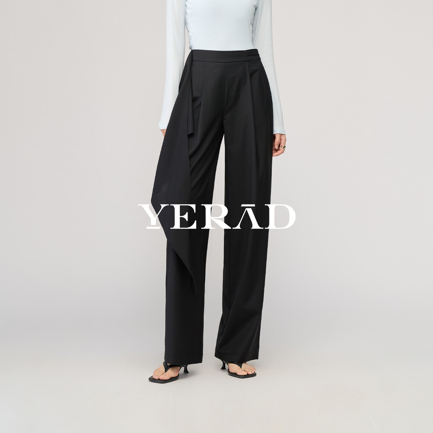 娅丽达黑色屁帘裤女春季新款显瘦休闲拖地直筒裤设计感窄版阔腿裤,女装/女士精品,休闲裤,淘宝优惠券,粉丝福利购,淘宝优惠卷
