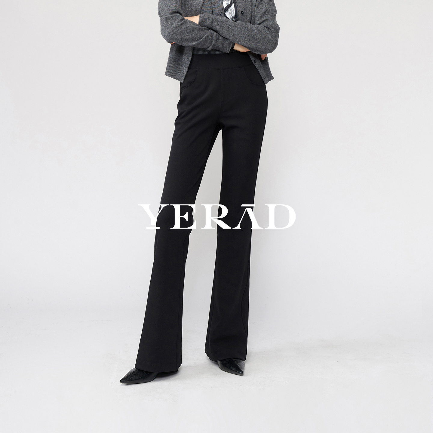 娅丽达弹力高腰喇叭裤女冬新款