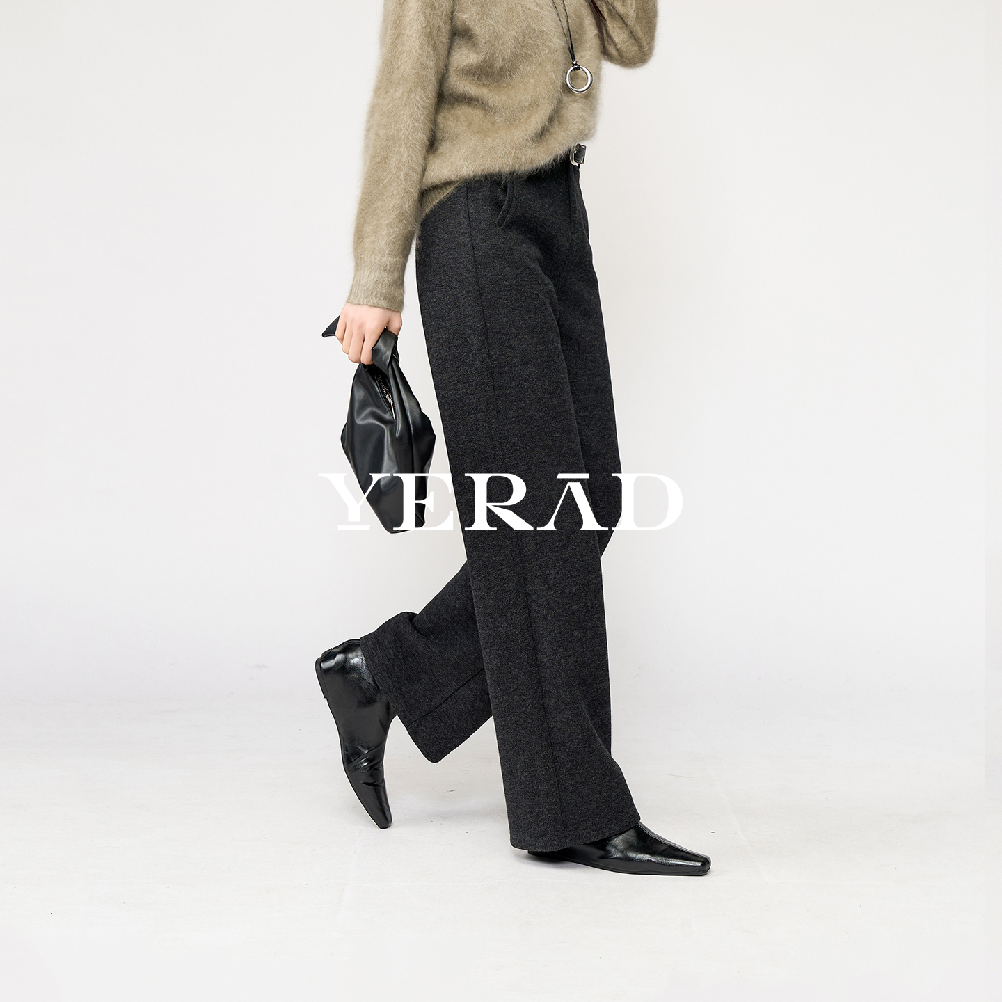 娅丽达羊毛醋酸阔腿裤女冬