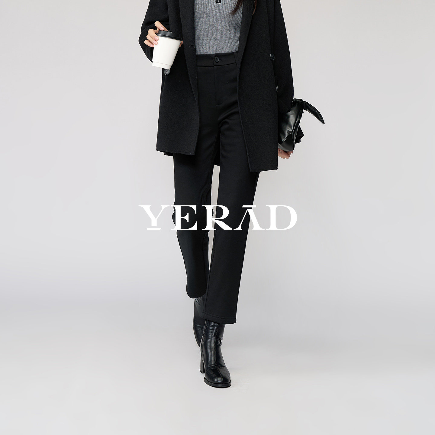 【羊毛内胆】娅丽达冬季正品女裤保暖防风直筒裤女加绒黑色西裤