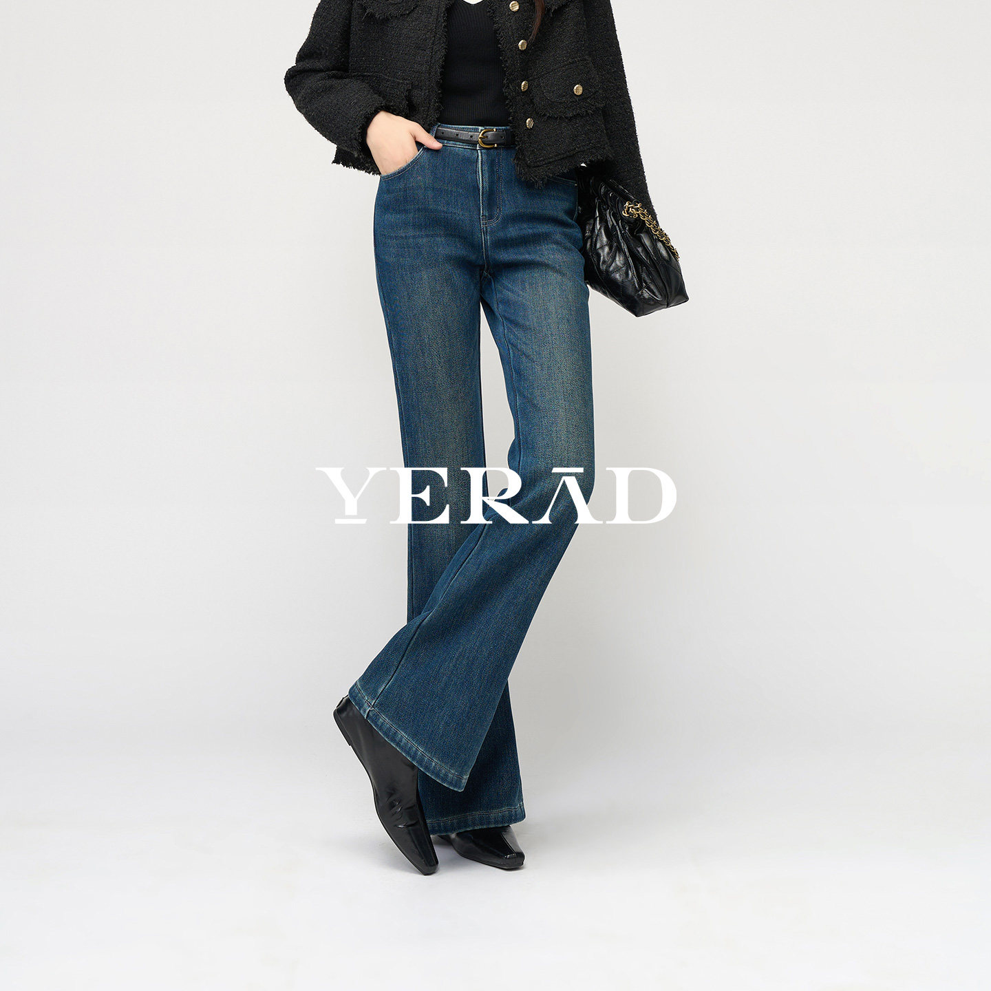 娅丽达复合奥粒绒微喇牛仔裤女2025冬季新款加绒加厚修身喇叭裤子,女装/女士精品,牛仔裤,淘宝优惠券,粉丝福利购,淘宝优惠卷