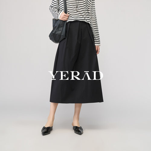 娅丽达简约压褶松弛感半身裙女