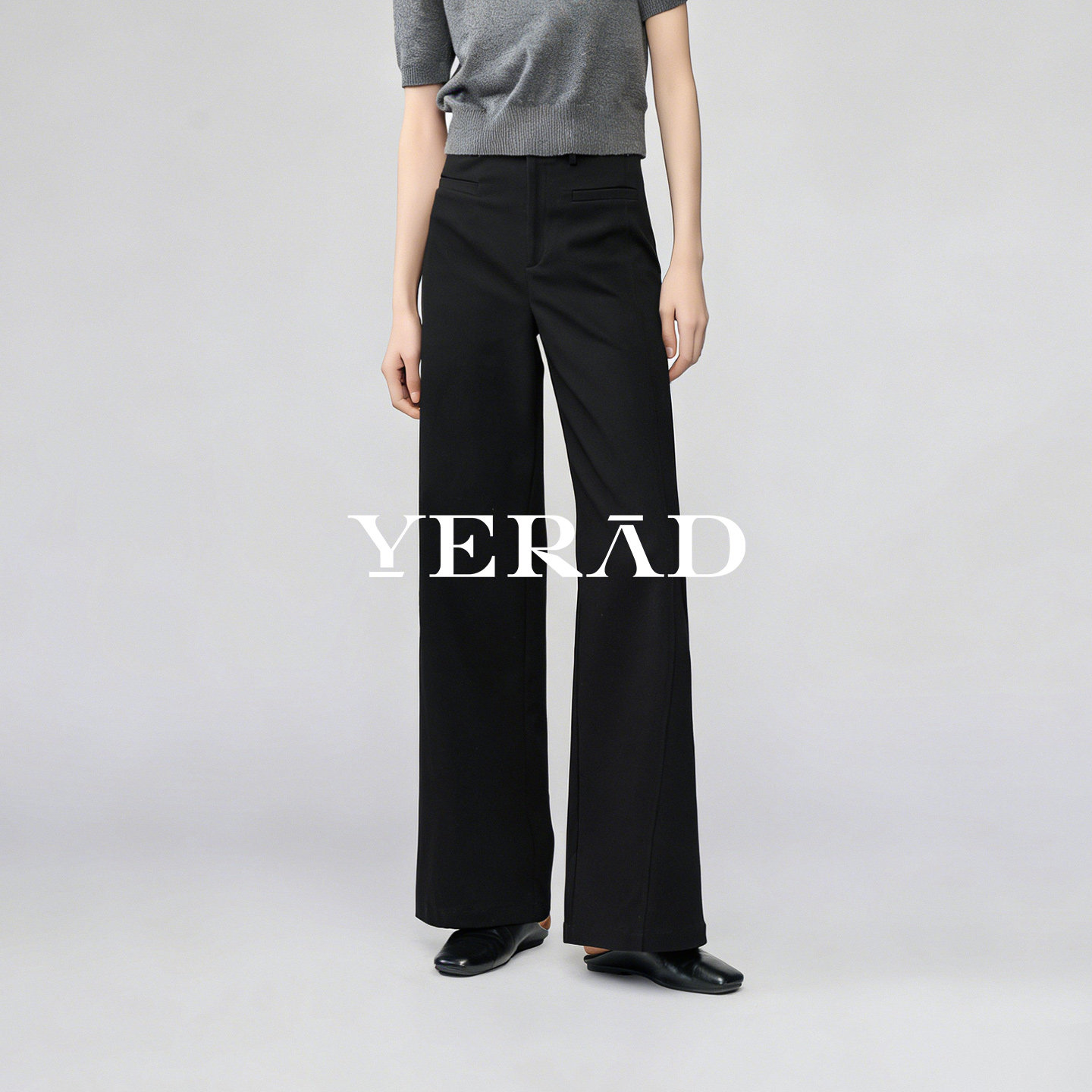 娅丽达黑色窄版阔腿裤女2026春夏新款休闲拖地女裤弹力亚麻直筒裤