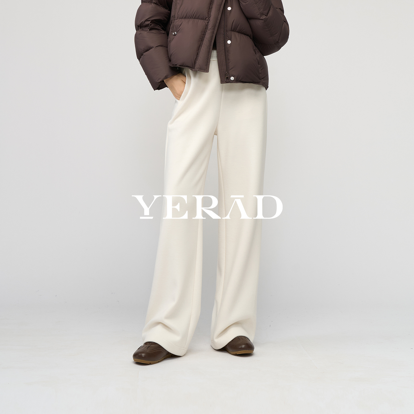 娅丽达加厚毛呢阔腿裤女冬