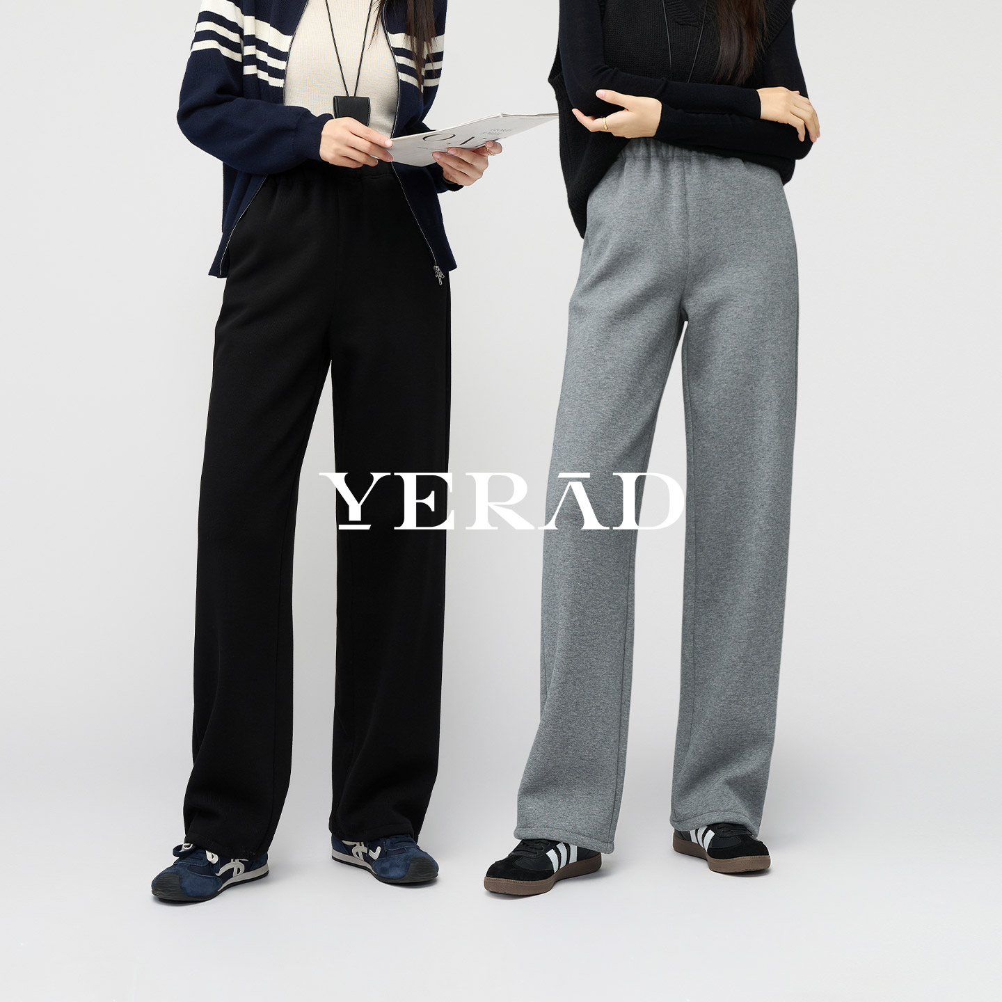 娅丽达松紧腰直筒裤女冬新款