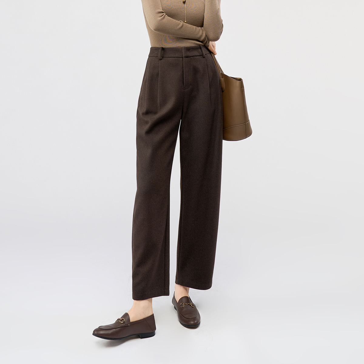 娅丽达羊毛针织阔腿裤女秋新款